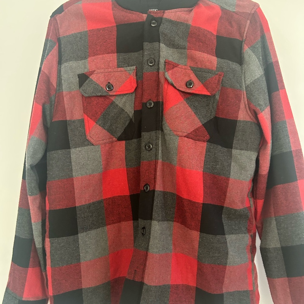 Men’s Red and Black Plaid Button-Up Shirt